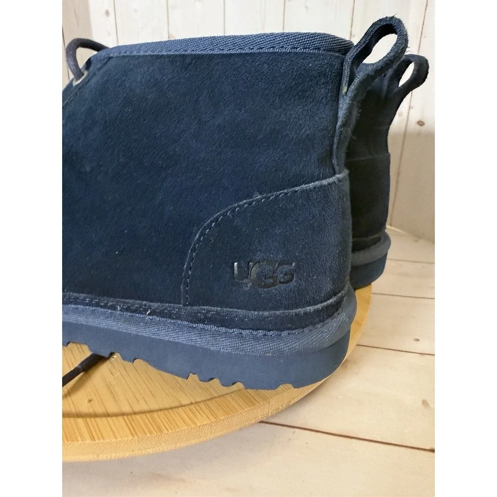 UGG Neumel Boots Mens Size 9 Blue Suede Shearling Chukka Ankle Lace Up
